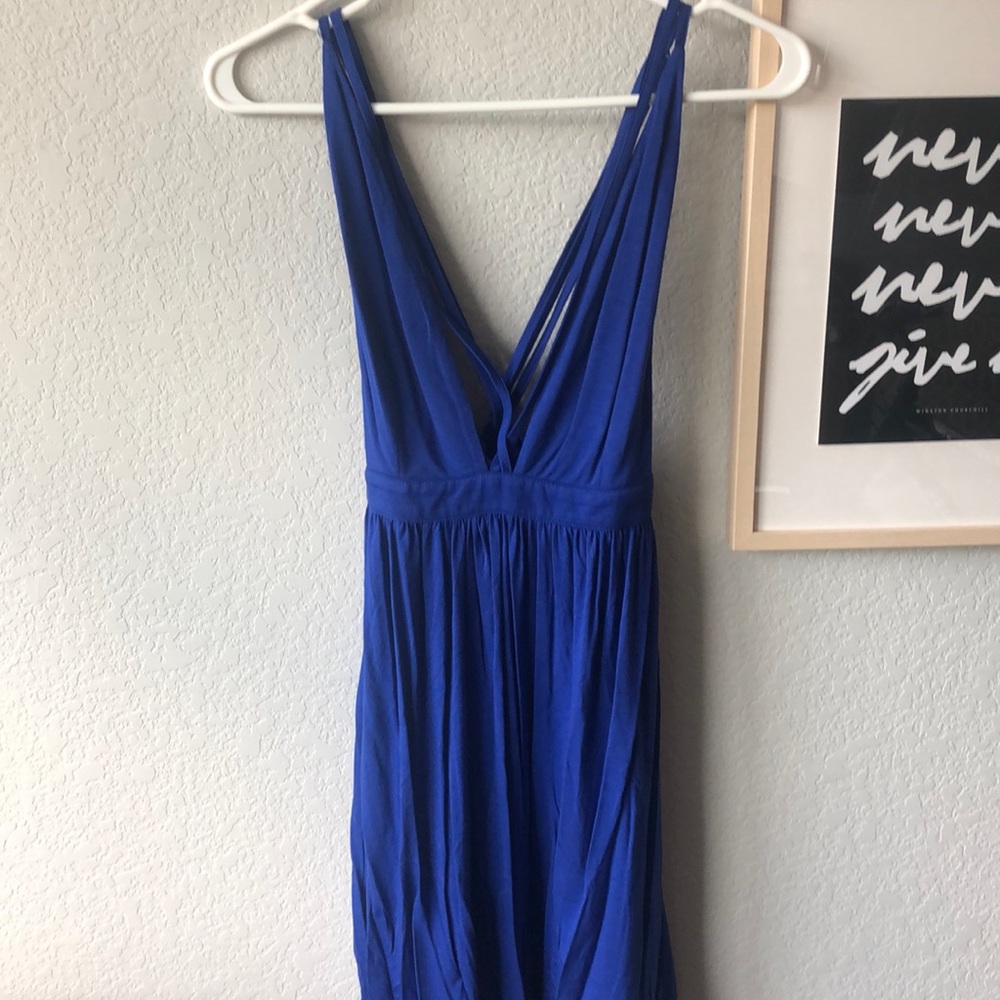 Mini cotton dress with deep V